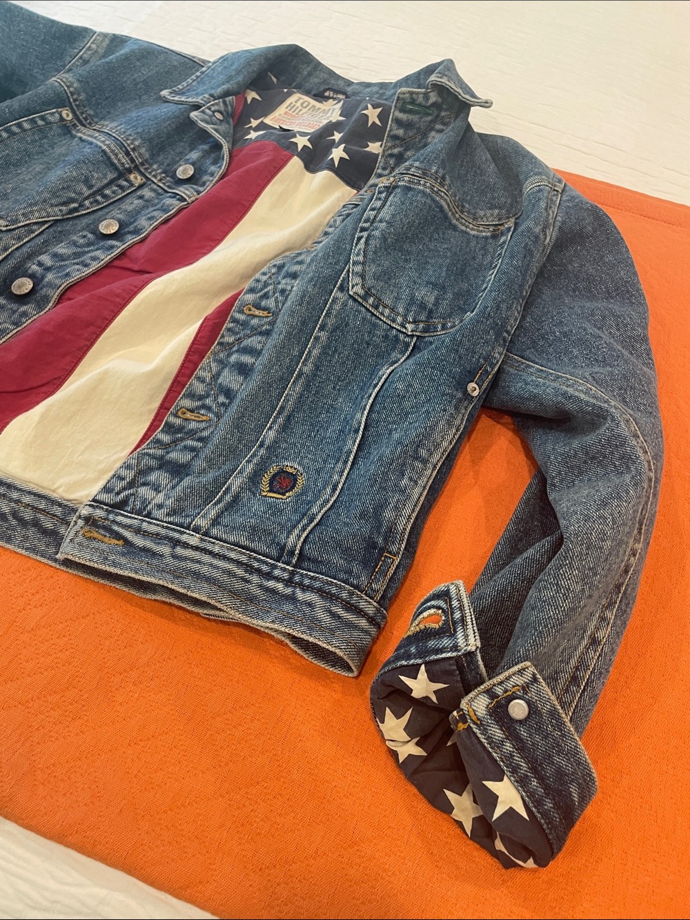 Authentic Tommy Hilfiger American Railroad Flag Lined Jean Jacket - Picture 3 of 11